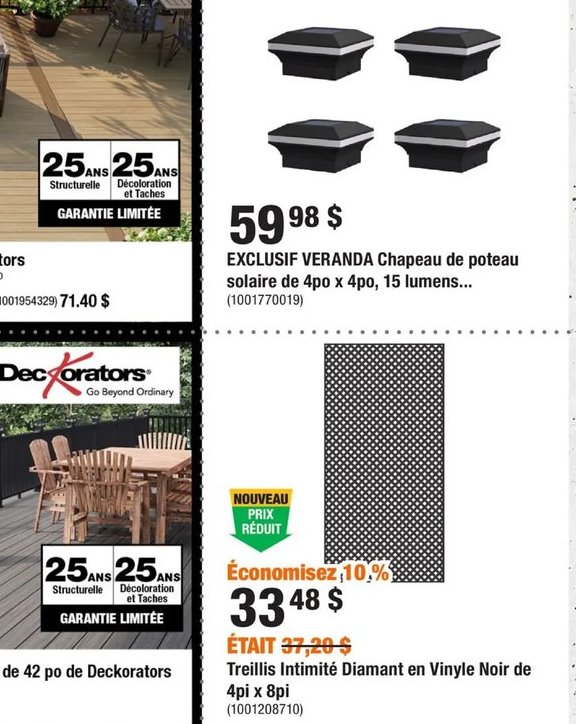 VERANDA Chapeau de poteau solaire de 4po x 4po,…