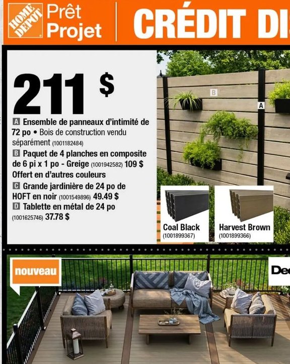 Ensemble de panneaux d'intimité de 72 po - Bois…