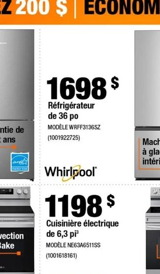 Whirlpool Réfrigérateur de 36 po