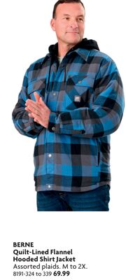 Quilt-Lined Flannel Hooded Shirt Jacket