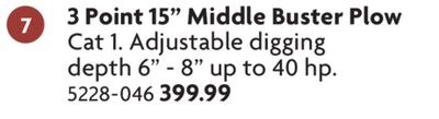 3 Point 15" Middle Buster Plow