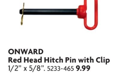 Red Head Hitch Pin with Clip