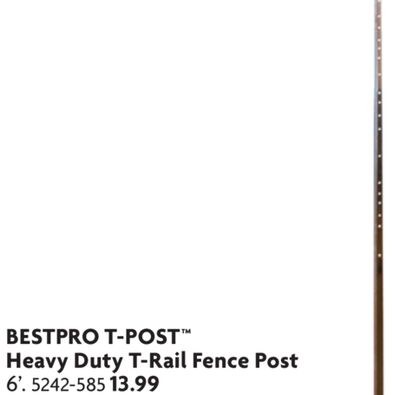 Heavy Duty T-Rail Fence Post 6'.