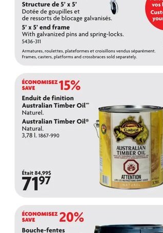 Enduit de finition Australian Timber Oil Naturel