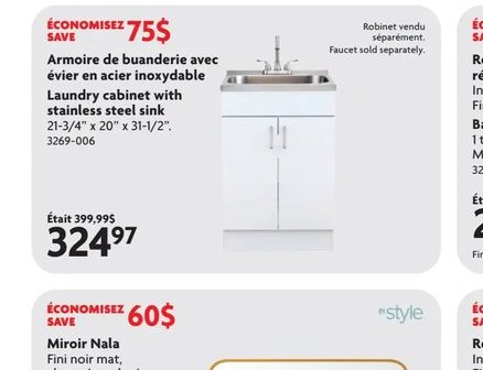 Armoire de buanderie avec évier en acier inoxyd…