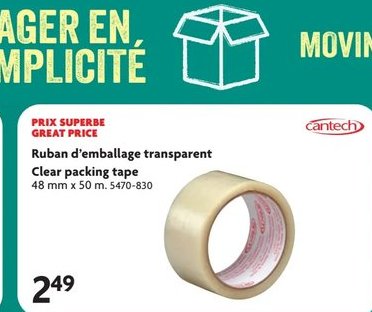 Ruban d'emballage transparent Cantech