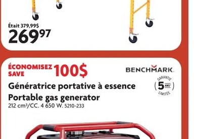 Génératrice portable à essence Benchmark Portab…