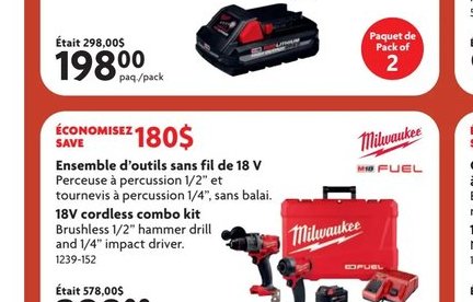Ensemble d'outils sans fil de 18 V Milwaukee En…