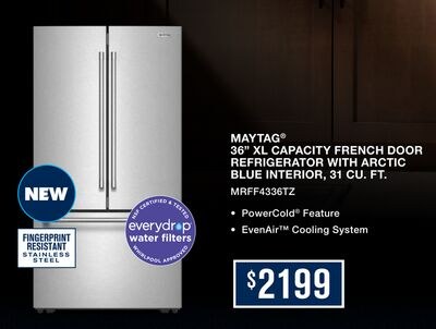 MAYTAG® 36˝ XL CAPACITY FRENCH DOOR REFRIGERATO…