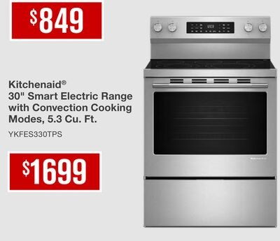Kitchenaid® 30" Smart Electric Range with Conve…