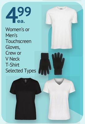 Women's or Men's Touchscreen Gloves, Crew or V …