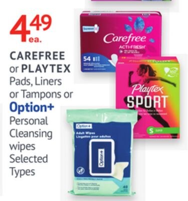 CAREFREE OR PLAYTEX OR Option+