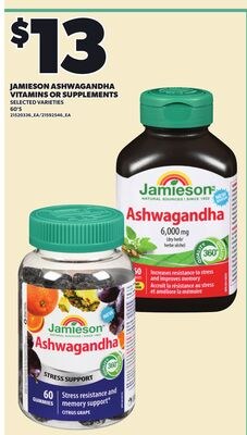 JAMIESON ASHWAGANDHA VITAMIN SUPPLEMENTS