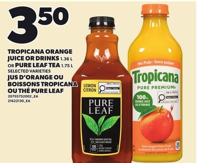 TROPICANA ORANGE JUICE OR DRINKS, 1.36 L OR PUR…