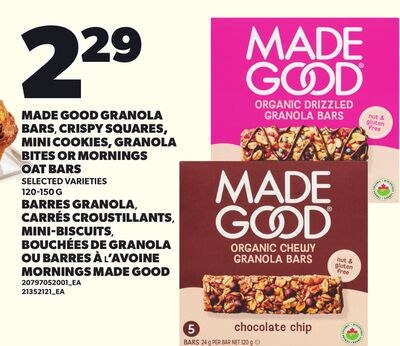 MADE GOOD GRANOLA BARS, CRISPY SQUARES, MINI CO…