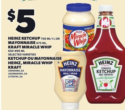 HEINZ KETCHUP, 750 ML-1 L OR MAYONNAISE, 675 ML…