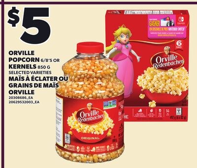 ORVILLE POPCORN, 6/8'S KERNELS 850 G