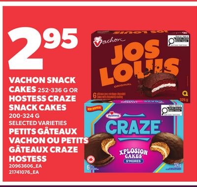 VACHON SNACK CAKES, 252-336 G OR HOSTESS CRAZE …