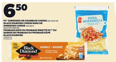 PC® SHREDDED OR CRUMBLED CHEESE, 250-320 G OR B…