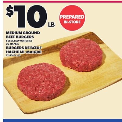 MEDIUM GROUND BEEF BURGERS