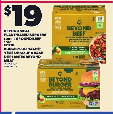 BEYOND MEAT PLANT-BASED BURGERS, 678 G OR GROUN…