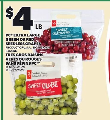 PC® EXTRA LARGE GREEN OR RED SEEDLESS GRAPES
