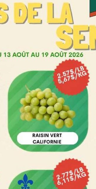 Raisin Vert Californie