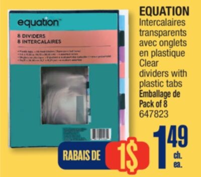 EQUATION Clear dividers with plastic tabs