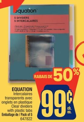 EQUATION Clear dividers with plastic tabs