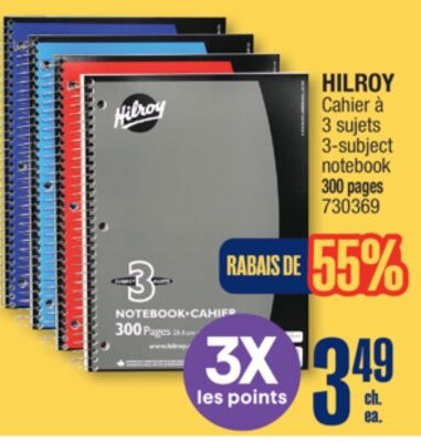 HILROY 3-subject notebook