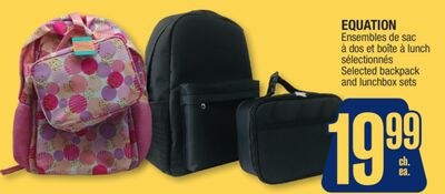 EQUATION Selected backpack and lunchbox sets