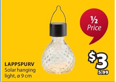LAPPSPURV Solar hanging light