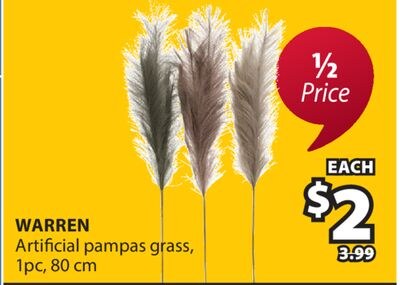 WARREN Artificial pampas grass