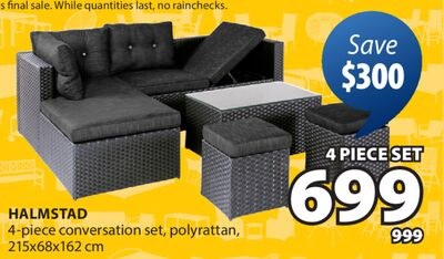 HALMSTAD 4-piece conversation set, polyrattan,