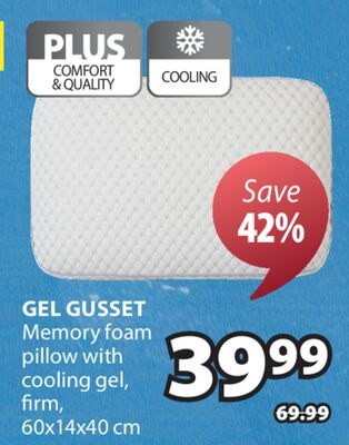 GEL GUSSET Memory foam pillow with cooling gel,…