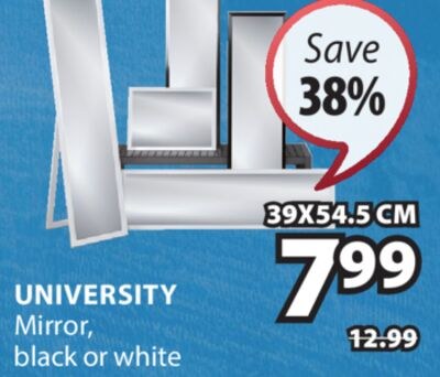 UNIVERSITY Mirror, black or white