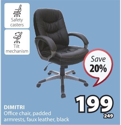 DIMITRI Office chair, padded armrests, faux lea…