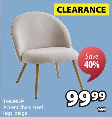 THORUP Accent chair, steel legs, beige