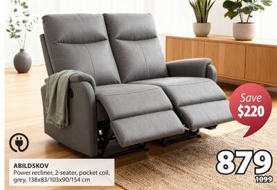 ABILDSKOV Power recliner, 2-seater, pocket coil