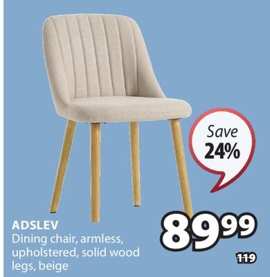 ADSLEV Dining chair, armless, upholstered, soli…