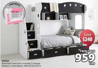 VIGGO Bunk bed, twin/twin