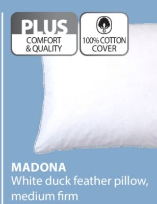 MADONA White duck feather pillow, medium firm