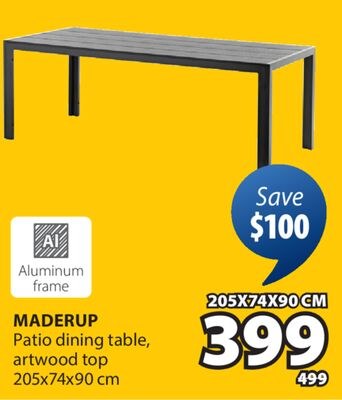 MADERUP Patio dining table, artwood top