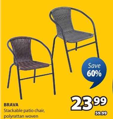 BRAVA Stackable patio chair, polyrattan woven