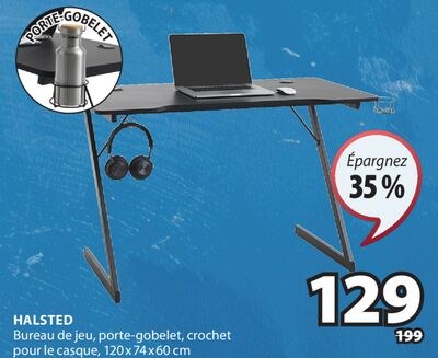 HALSTED Bureau de jeu, porte-gobelet, crochet p…