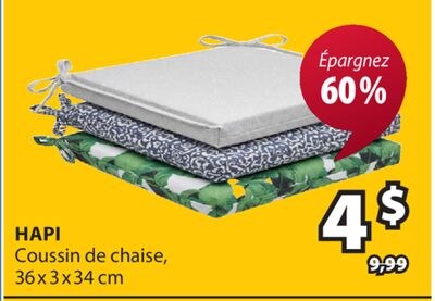 HAPI Coussin de chaise, 36 x 3 x 34 cm
