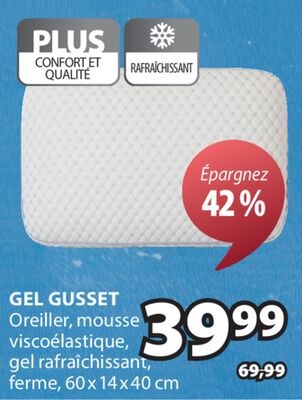 GEL GUSSET Oreiller, mousse viscoélastique, gel…