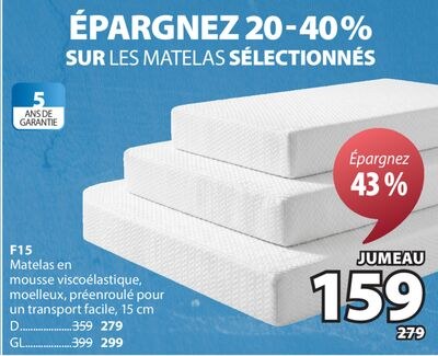 F15 Matelas en mousse viscoélastique