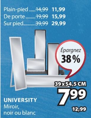 UNIVERSITY Miroir, noir ou blanc