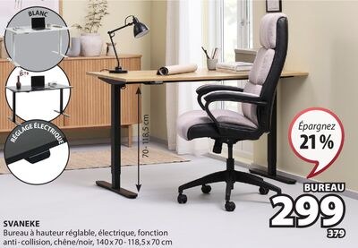SVANEKE Bureau à hauteur réglable, électrique, …
